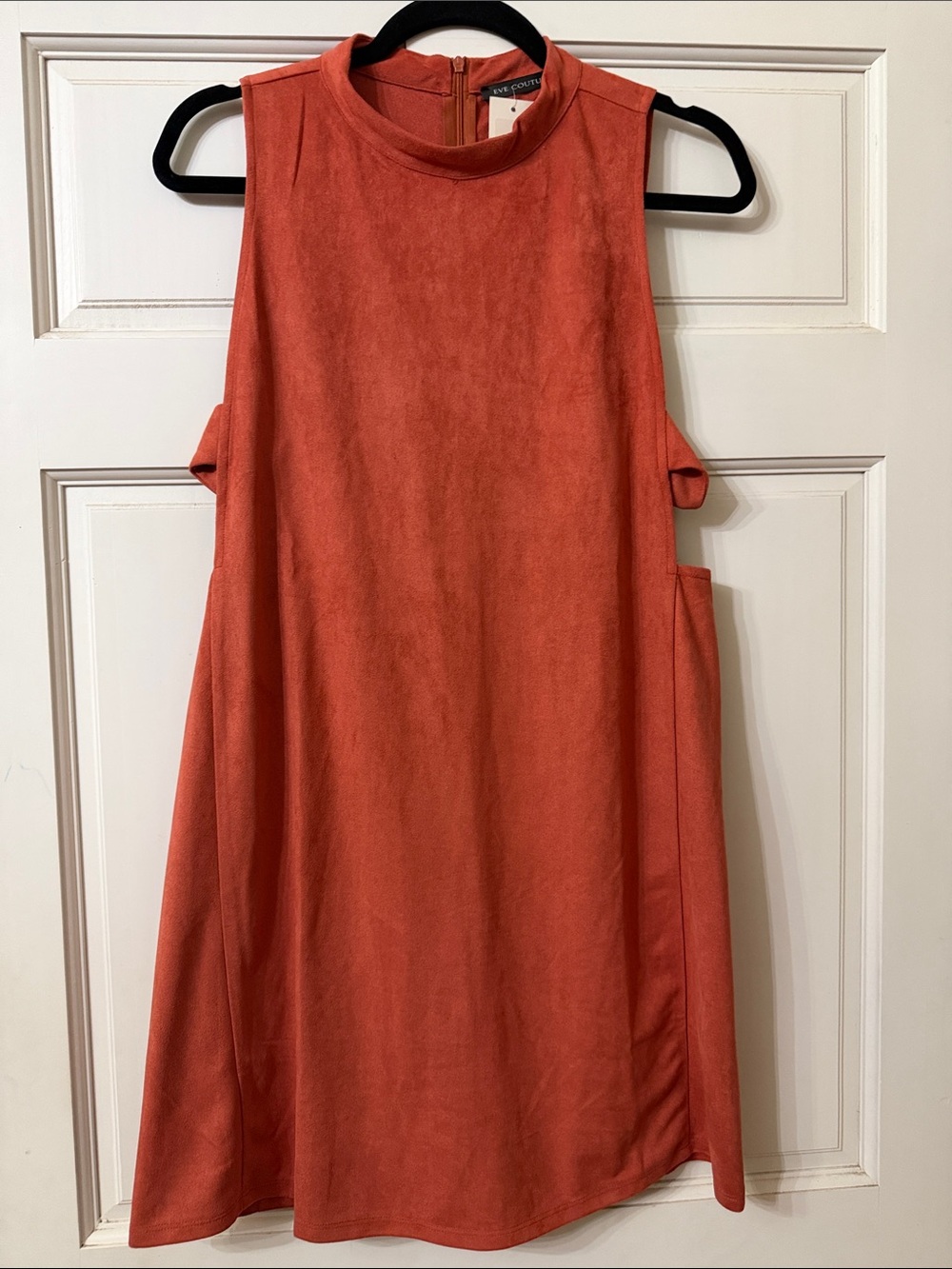 Sleeveless High-Neck Orange Shift Dress